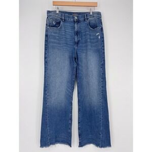 DL1961 Hepworth High Rise Wide Leg Jeans Womens 31 Bedford Blue Raw Hem Boho